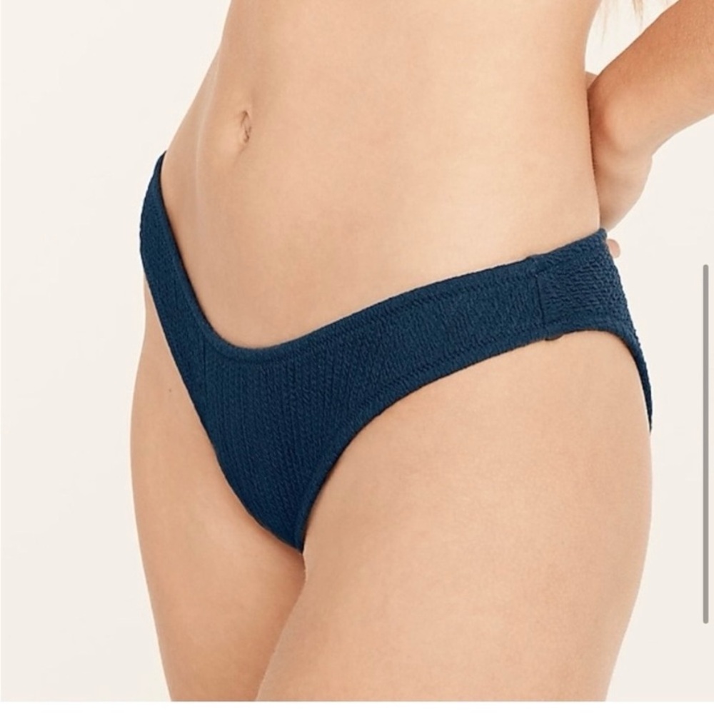 J Crew Size Small Blue Textured Curved-Waist Cheeky Bikini Bottom Swimwear NWT